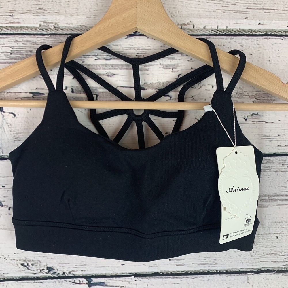 Animas Black Sports Bra Criss Cross Back‎ Medium Support 🆕 [Size Small] NWT